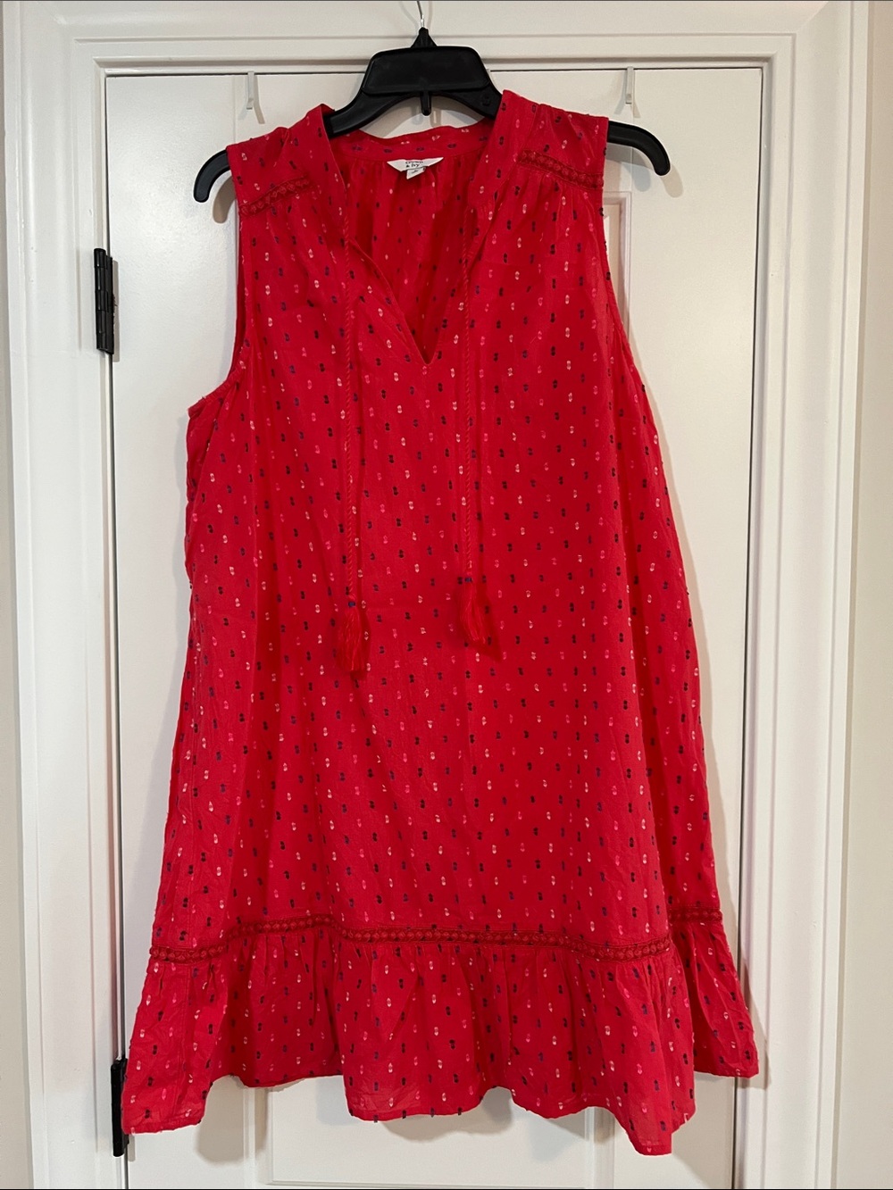 Sleeveless Red Boho Tie-Front Dress